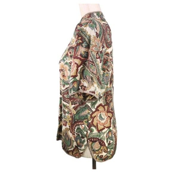 Vintage DELUXE 100% Silk Womens Chinese Style Blouse Brocade Knot Closure Floral - Picture 2 of 13